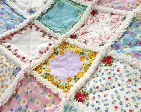 Hanky Quilt Vintage Style New Hanky Handkerchief Rag Quilt Made To