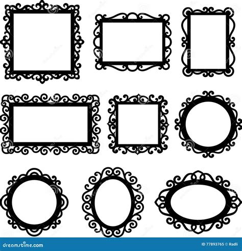 Vector Set Of Decorative Ornamental Frame Silhouettes Stock Vector