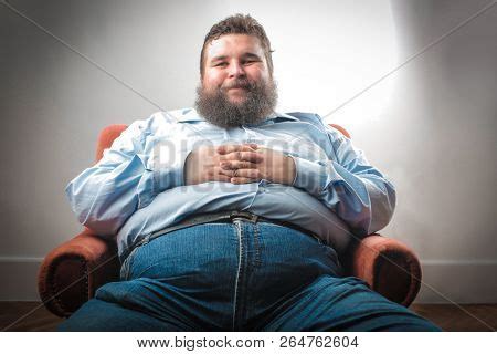 Big Fat Man Sitting Image Photo Free Trial Bigstock