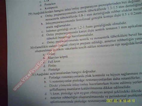 Protetik Diş Tedavisi Final Soruları Sayfa 24 Vize ve Final