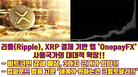 리플ripple Xrp 결제 기반 앱 One Pay Fx 사용국가의 대대적 확장 비트코인 강세 예상 3가지