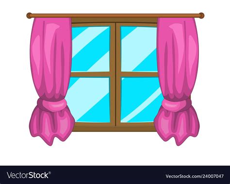 Cartoon Window With Curtains Symbol Icon Design Vector Image