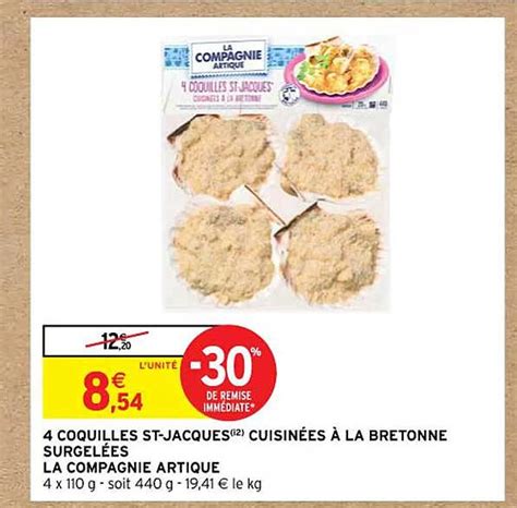 Promo 4 Coquilles St jacques Cuisinées à La Bretonne Surgelées La