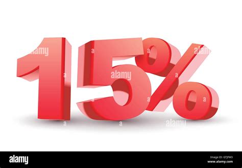 3d Shiny Red Discount Collection 15 Percent Isolated White Background