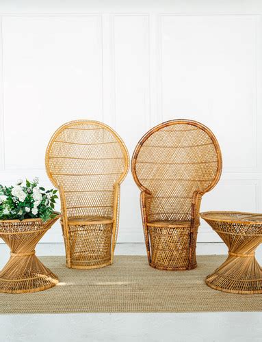 Wicker Peacock Chair Side Tables Sage Hill Rentals