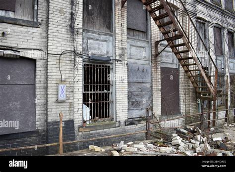 Depressed Rust Belt Town With Abandoned Buildings In Brownsville