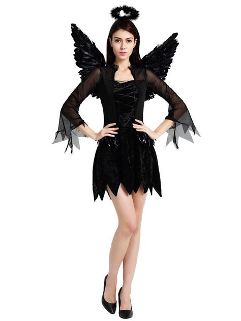 Black Fallen Angel Halloween Fancy Dress Costume One Size