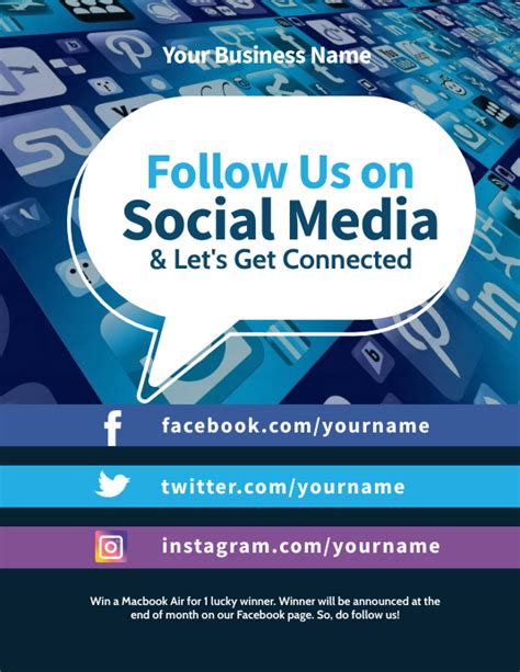 Follow Us On Social Media Flyer Template Postermywall