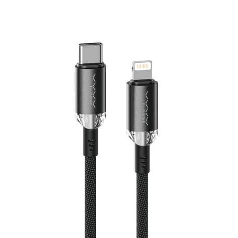 Vyvylabs Crystal Series Fast Charging Data Cable Type C To IP 30W 1M Black