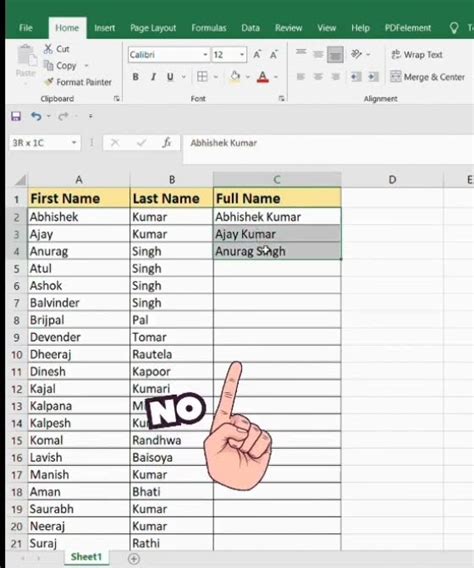 Combine First Name And Last Name In One Cell In Excel Using Concatenate Function👍👏 Youtube