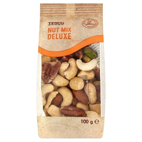 Tesco Nut Mix Deluxe Almond Pecan Macadamia Nut Cashew And Pistachio Mix 100 G Tesco Online