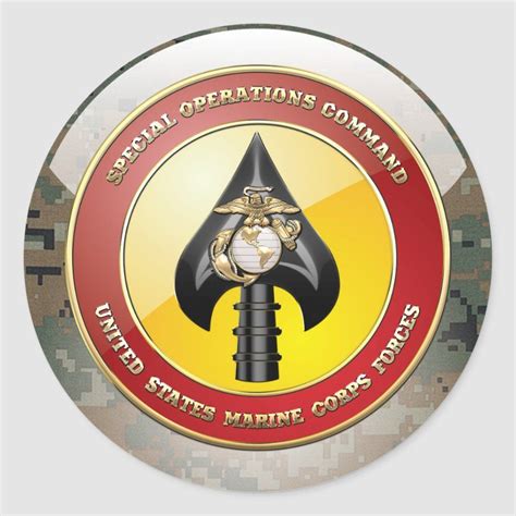 Usmc Special Operations Command Marsoc 3d Classic Round Sticker