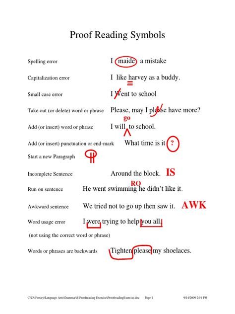 Proofreading Exercise PDF Proofreading Linguistics Worksheets