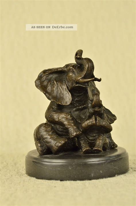 Afrikanischen Safari Elefant Bronze Figur Statue Marmorunter Figurine