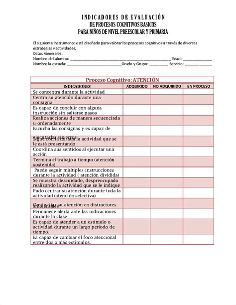 Pdf Instrumento Para La Evaluacion De Procesos Cognitivos Basicos Compress De Procesos