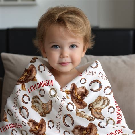 Cowboy Baby Name Blanket Personalized Baby Boy Blankets Cowboy Boots