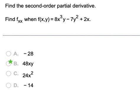 Solved Find The Second Order Partial Derivative Find Fxx