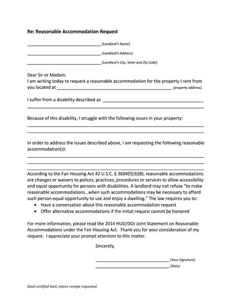 Fillable Online Re Reasonable Accommodation Request Fax Email Print