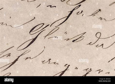 Historic Handwriting Style Closeup Focus On The German Word Glück