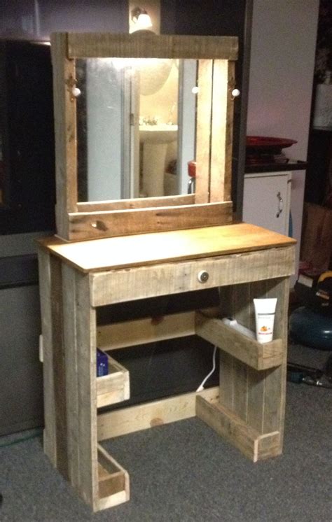 Vanity With Lighted Make Up Mirror Made From Reclaimed Wood Fun