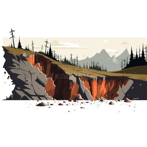 Landslide Set Vector Flat Minimalistic Isolated Illustration Stock