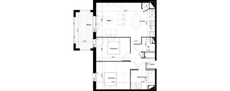 Plan appartement T3 de 62 39 m² neuf résidence n223345 à Gujan Mestras