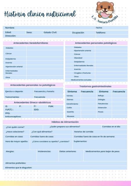 Historia Cl Nica Nutricional Aurora Portilla Udocz