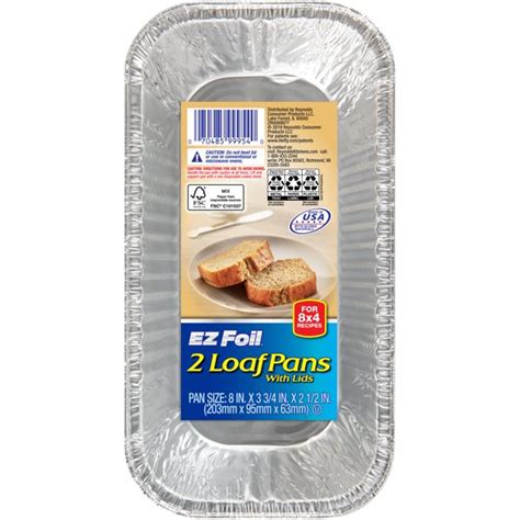 Hefty Ez Foil Aluminum Medium Loaf Baking Pans With Lids 2 Count 8 X 4 X 3