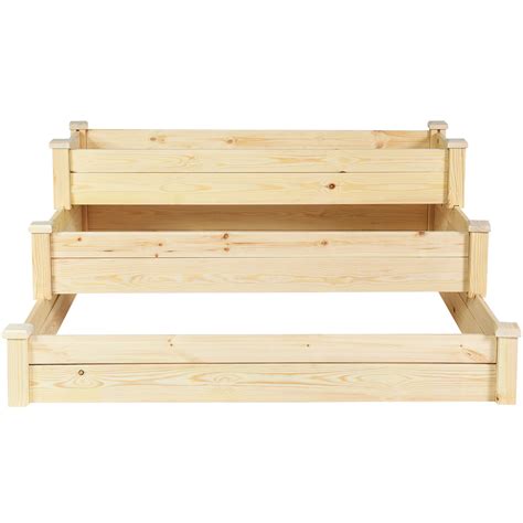 Topbuy 3 Tier Wooden Raised Garden Bed Planting Box Growing Flower