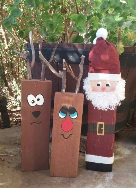 Santa And Reindeer 2x4 Christmas Wood Crafts Holiday Crafts Diy