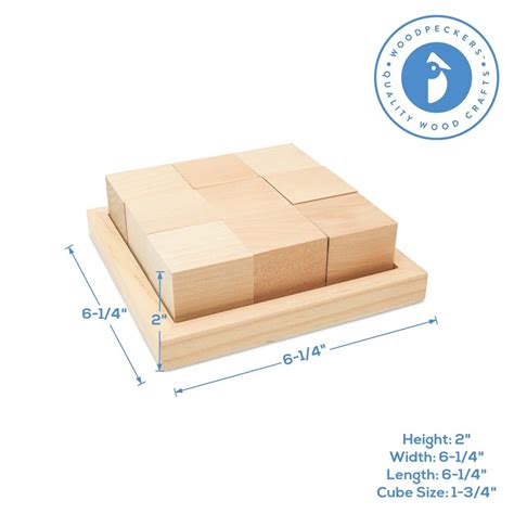 Diy Wood Block Puzzle 1 3 4 Inch Wood Cubes In Wood Tray 4 Or 9 Pieces Woodpeckers Michaels