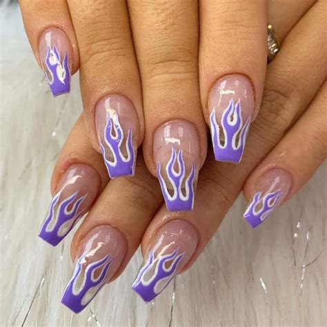 Flame Nail Art Unhas Decoradas Com Estampas De Fogo Diferentes E