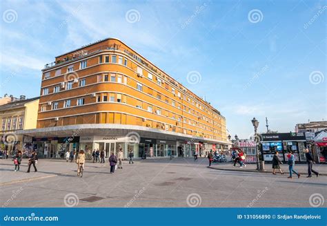 City Center of Novi Sad with Old Building and People on the Street ...