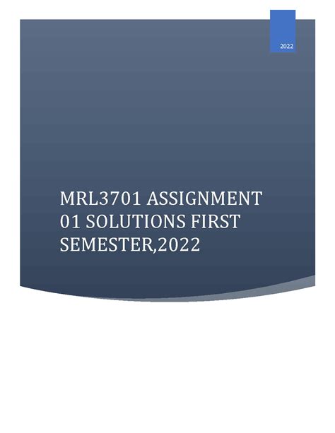 Mrl Assignment Semester Studypass