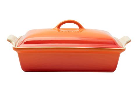 Le Creuset Rectangular Oven Dish With Lid 33 Cm Orange Red