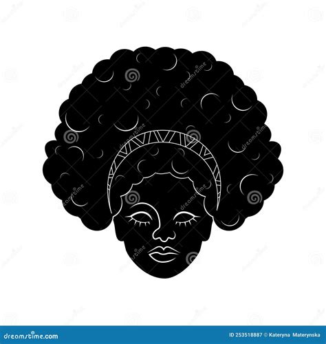 Vector Illustration Of Black Woman With Afro Hair Silhouette Afro Girl