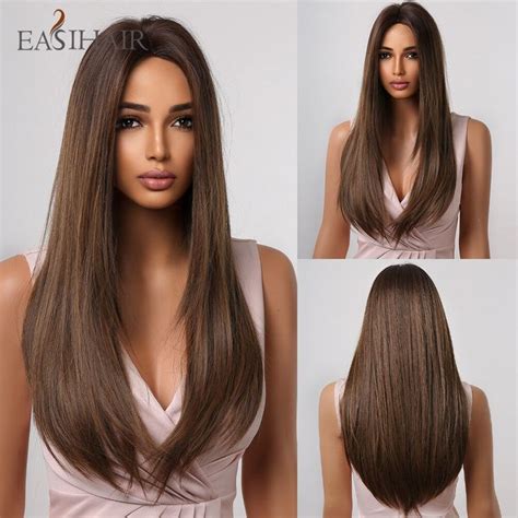 Easihair Long Straight Layered Synthetic Wig With Bang Blonde Ombre