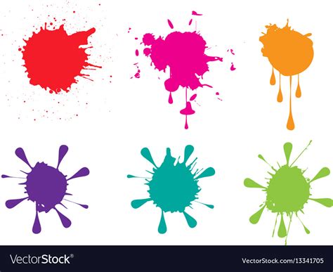 Colorful paint splatters set Royalty Free Vector Image