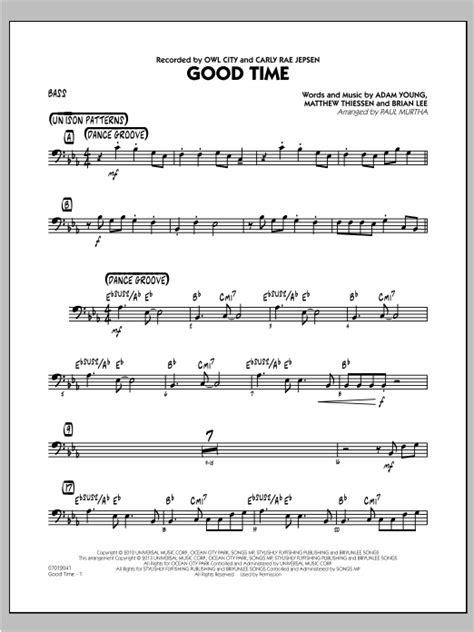 Good Time Bass Sheet Music Paul Murtha Jazz Ensemble