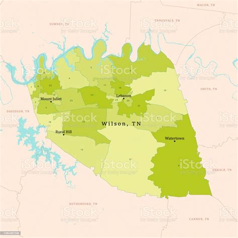 Tn Wilson County Vector Map Green Stock Illustration - Download Image Now - Tennessee ...