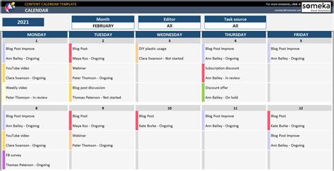 Content Calendar Template Content Planning Calendar Excel Etsy