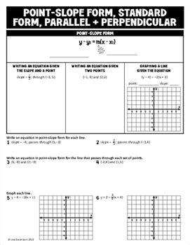 Point Slope Form Standard Form Parallel And Perpendicular Lines