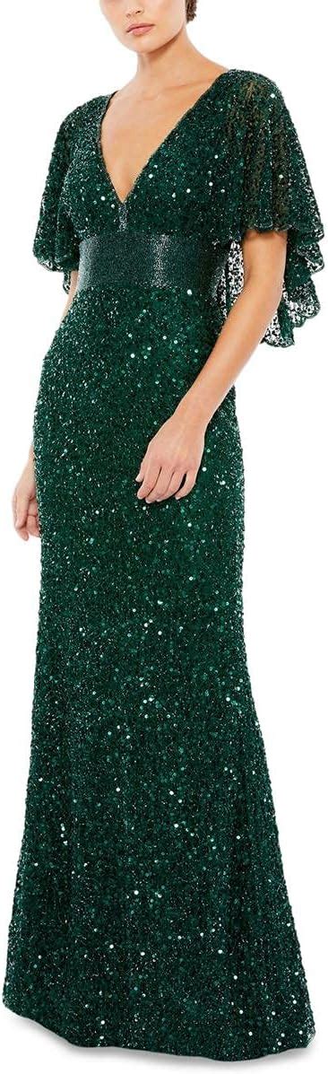 Amazon Mac Duggal Womens Beaded Capelet Evening Dress Green 10