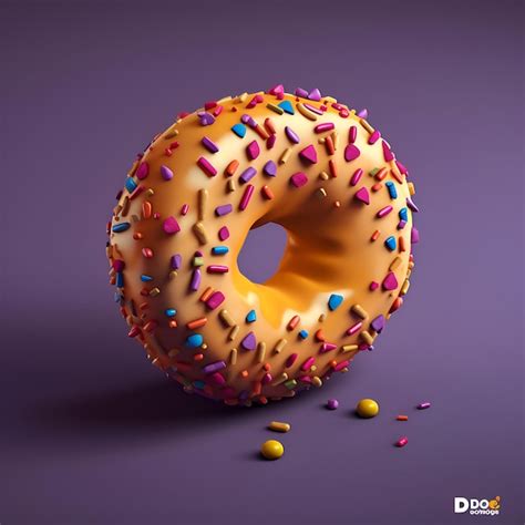 Premium Ai Image D Realistic Donut With Glaze And Sprinkles Vector