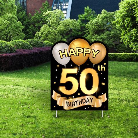 2pcs 50th Birthday Yard Sign Decorations With Stakes