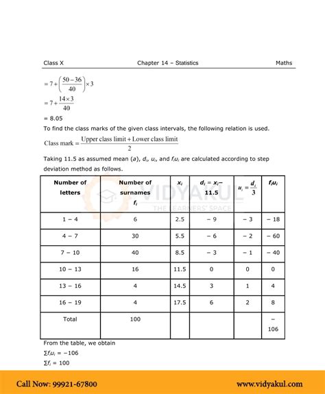 Class 10th Math Statistics Ncert Solution Cbse 2023