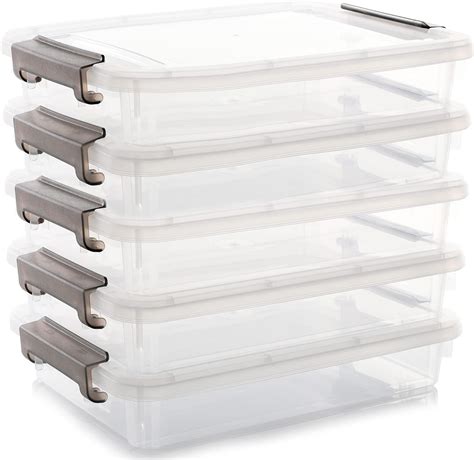 Bienvoun 5pack A4 Storage Boxes With Lids Plastic Boxes With Lids