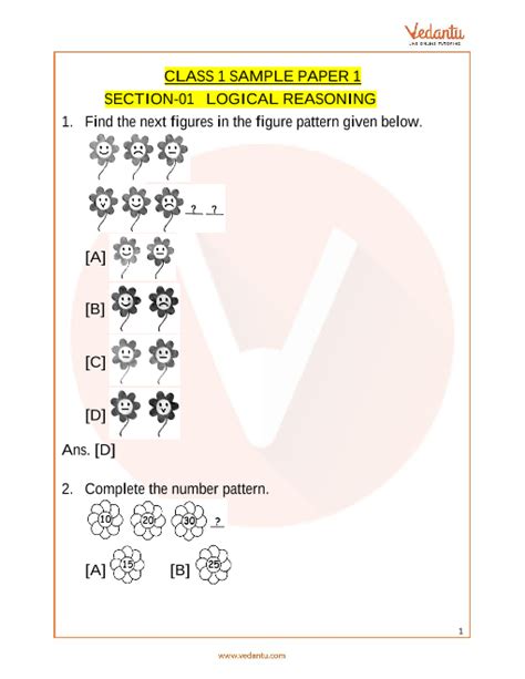 Imo Maths Olympiad Sample Paper 1 For Class 1 With Solutions