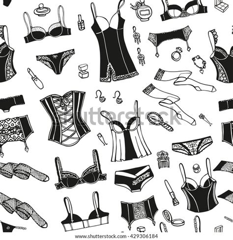 Lingerie Woman Underwear Seamless Patternvector Hand Stock Vector