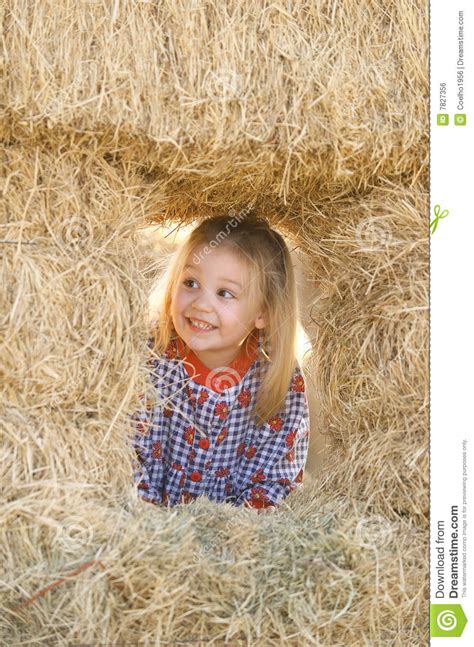 Het Meisje Van De Blonde In Hooiberg Stock Foto Image Of Weinig Meisje 7827356